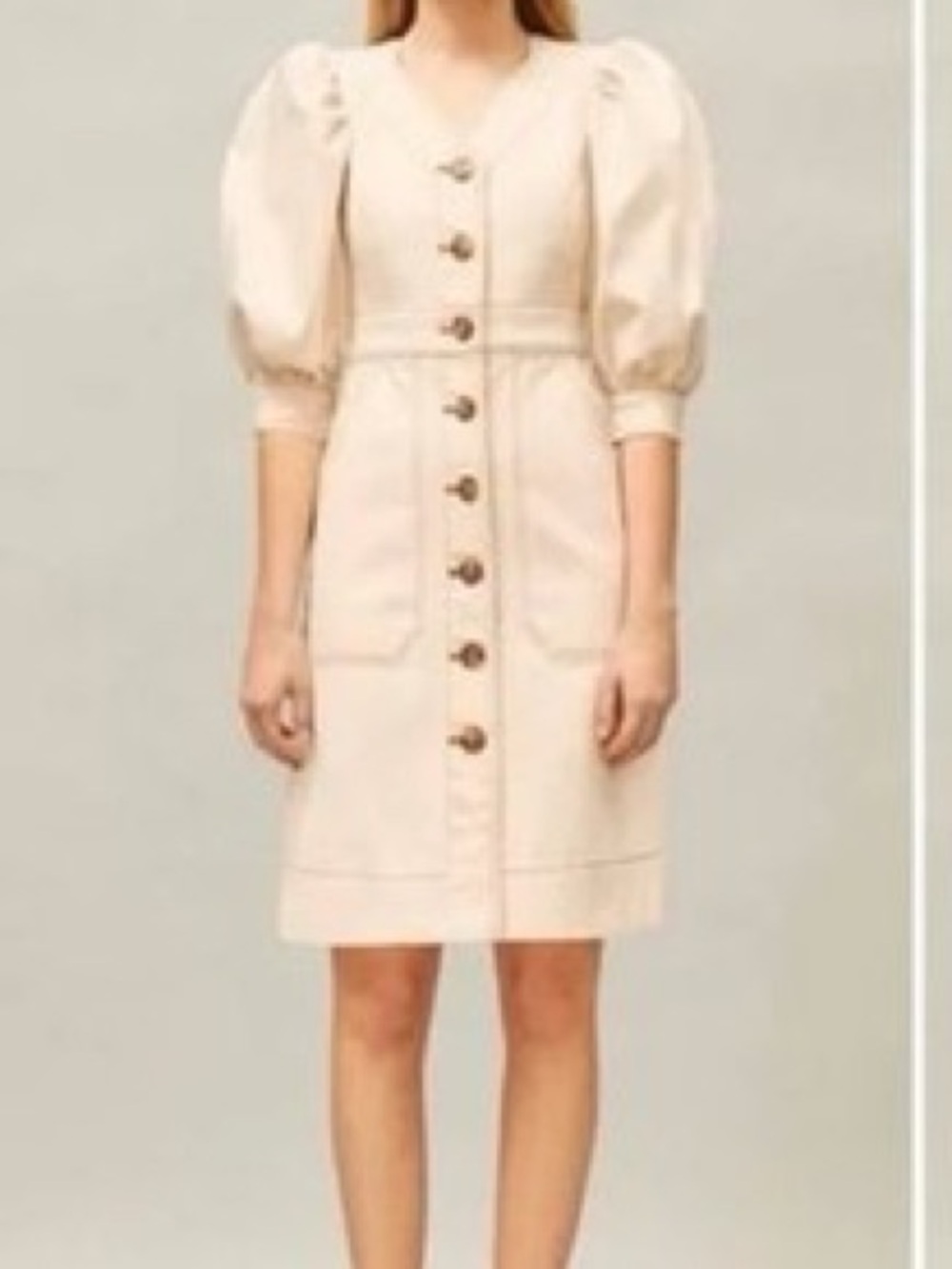 Tory Burch Cream Cotton Top with Logo Tag